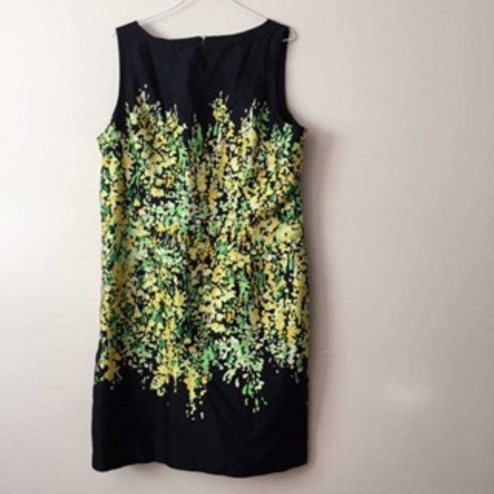 CHETTA B WOMEN DRESS.  SIZE 16.  BLACK GREEN YELLOW